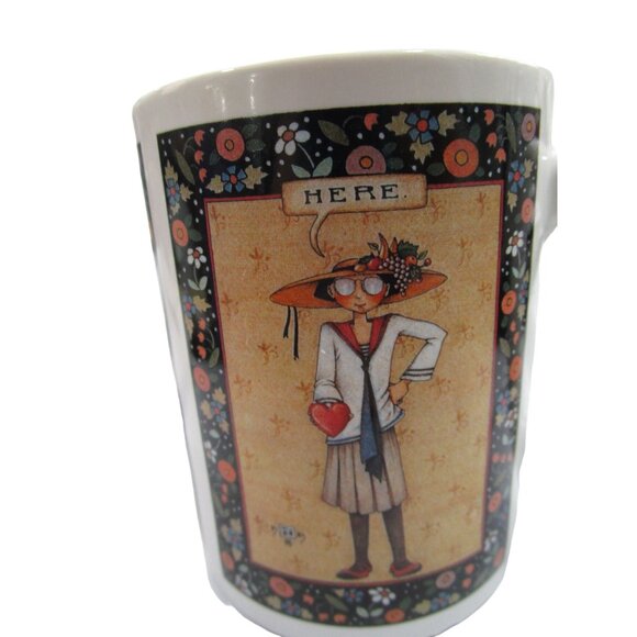 Heart in Hand Here Vintage Mug MK Ink Mary Englebreit GUC Flaw - Picture 4 of 9